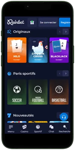 Page du site de paris sportifs RainBet