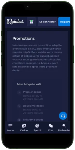 Récompenses du casino RainBet
