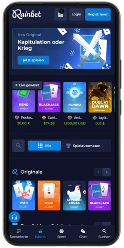 RainBet-Anmeldeseite für Mobilgeräte