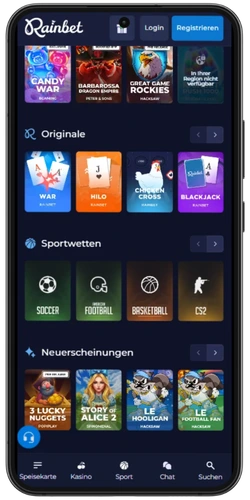 RainBet-Sportwetten-Seite